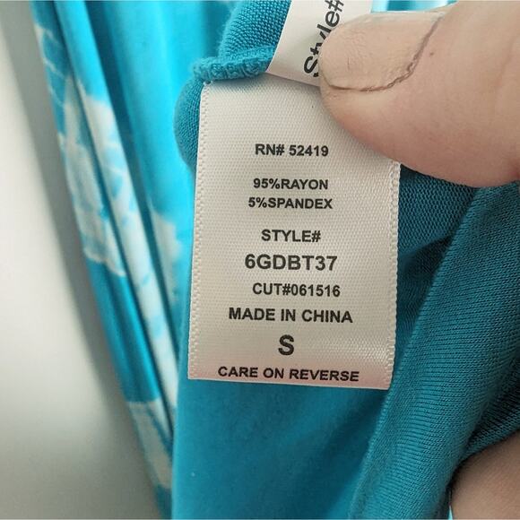 Boston Proper Turquoise Aqua and White Tie Dye Sleeveless Maxi Dress Size Small - Picture 7 of 9